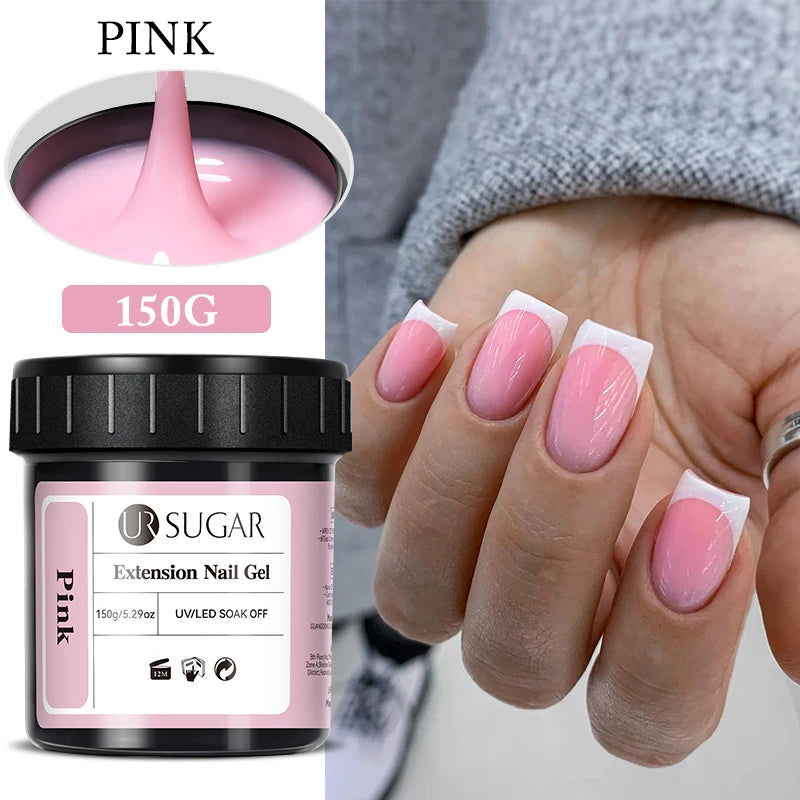 UR SUGAR 150g Transparent Nail Extension Gel Jelly White Light Pink Acrylic French Nail Art UV LED Gel Semi Permanent Manicure