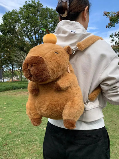 Capybara Plush Backpack Kawaii Fashion Plushie Doll Fur Pendant Children's Shoulder Bag Mini Knapsack Bags Gifts For Girlfriend