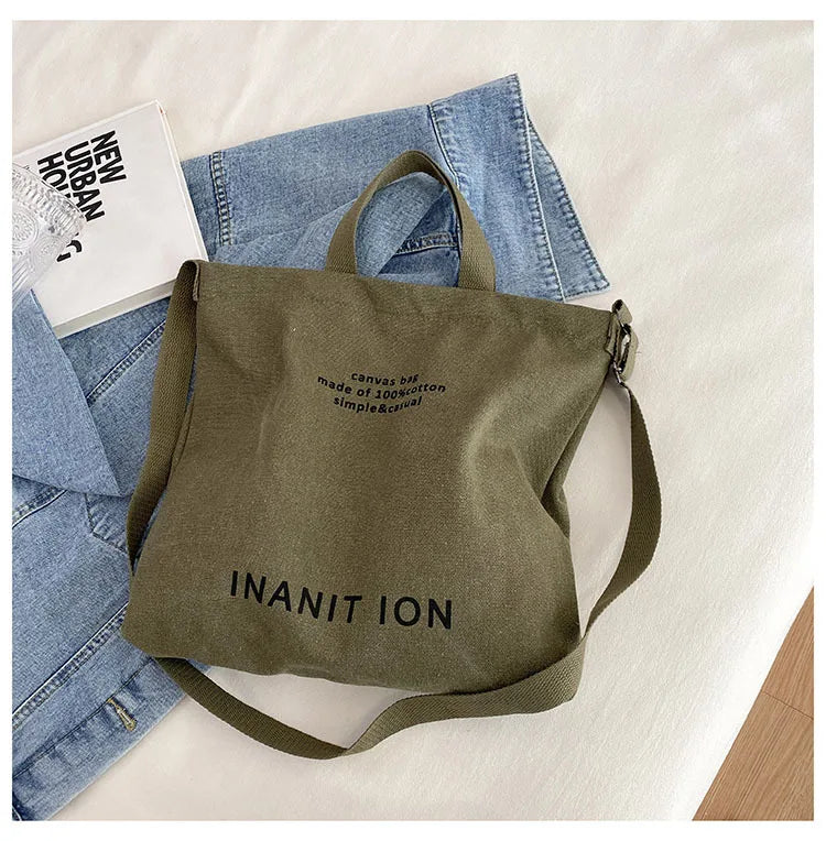 Japanese Canvas Men's and Women's Simple Cross-body Bag Wash Canvas Thick Handbag Large Capacity Arts Students Package Satchel