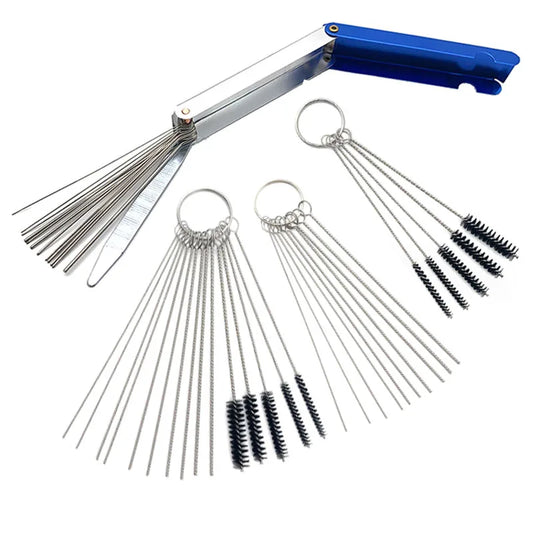 Carburetor Cleaning Tool Carbon Dirt Jet Remove Brushes Needles for Car Motorcycle Moped Scooter ATV Carb Jets Wire Cleaner Kits
