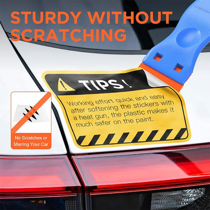Plastic Razor Blade Scraper with 100 Pcs Plastic Blades Window Cleaning Scraper for Removal Glue Labels Sticker on Car Glass