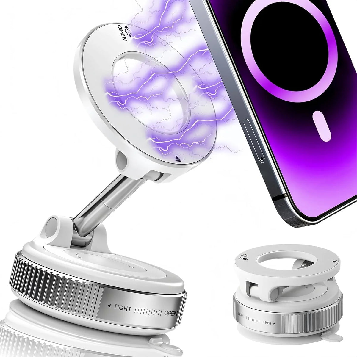 2026 Upgraded 360° Vacuum Magnetic Car Phone Holder for Magsafe 96LBS Strongest Suction 2800gf Car Mount Universal Dashboard Win
