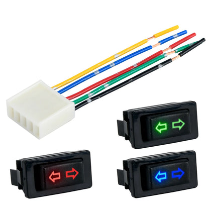 Universal Auto Car Power Window Switch Lifting Switch 5 Pin DC 12V 20A Blue/Red Light Color And Harness