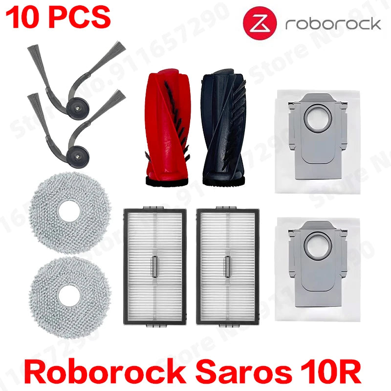 Roborock Saros 10R Spare Parts Main Side Brush Hepa Filter Mop Cloth Dust Bag Accessories Robot Vacuums Kit