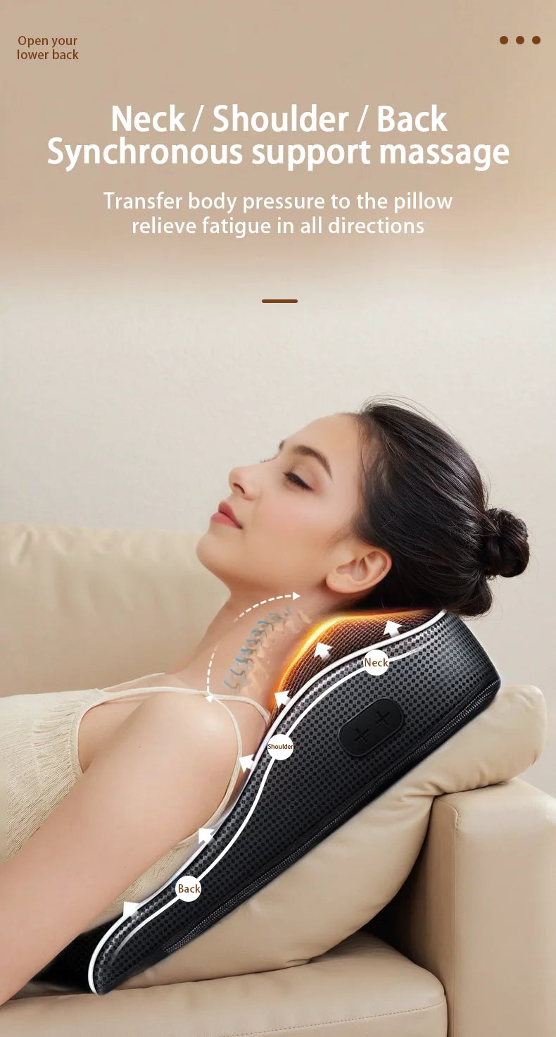 Electric Cervical Pillow For Neck Airbag Ttraction Shiatsu Head Body Back Waist Massager Car With Heating Vibrating Massage