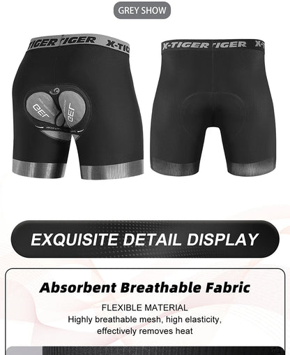 X-TIGER Cycling Shorts Breathable Mesh Cycling Underwear Gel Pad Shockproof MTB Bike Shorts Bicycle Underwear