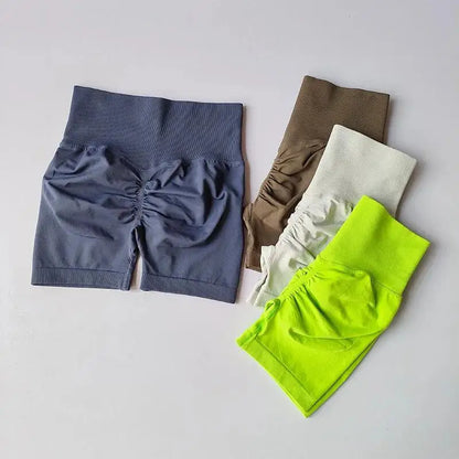 women's high-waisted hip-enhancing sport shorts, with waist shaping, slimming effect, quick-drying hip, three-point fit leggings