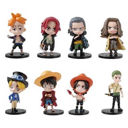 8pcs/set ONE PIECE Luffy Zoro Ace Sabo Shanks Nami Yamato Law Action Figure Collection Anime Model Doll Toys Ornament