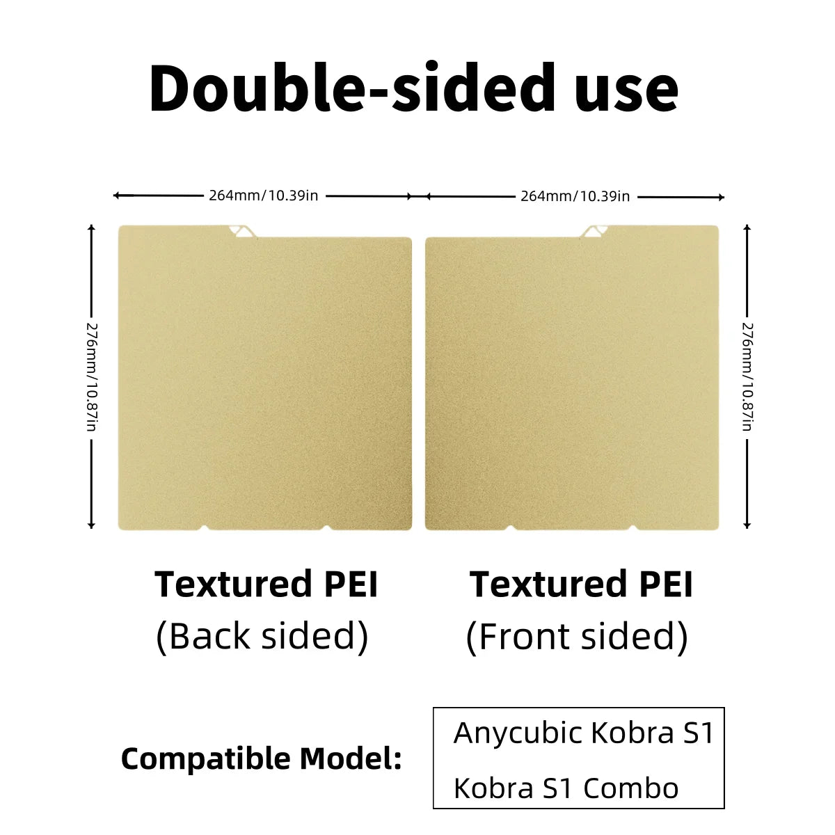 For Anycubic Kobra S1 Plate Pei Sheet 264x276mm Textured Kobra X Combo Build Plate Double Sided PEO PET Kobra S1C build Plate