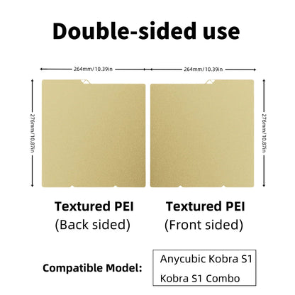 For Anycubic Kobra S1 Plate Pei Sheet 264x276mm Textured Kobra X Combo Build Plate Double Sided PEO PET Kobra S1C build Plate