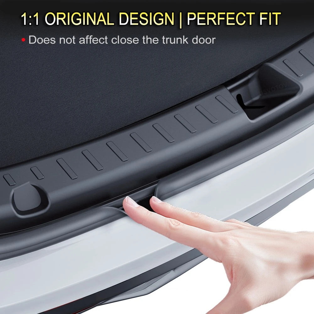 USVOTOV for Tesla Model Y Juniper Launch Model 3 2025 2026 Trunk Sill Guard Cargo Mat Rear Bumper Protector TPE Pads Accessories
