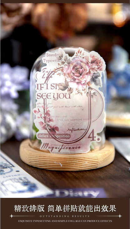 Journal GO 6pcs Flower Shadow Decorative Sticker Fresh Plant Flowers Collage Scrapbooking Label Diy Diary Journal Planner Label