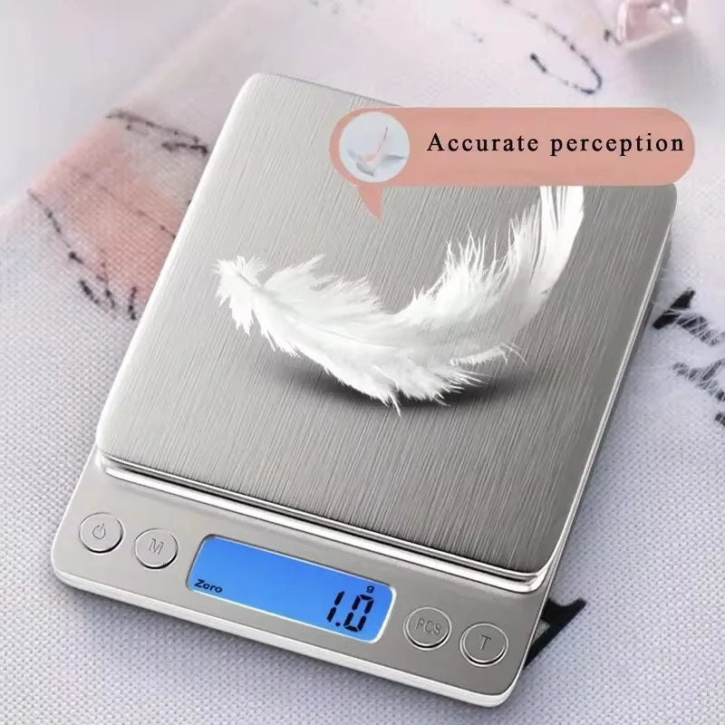 Digital Kitchen Scale 3000g/0.1g with 2 Trays Mini Jewelry Pocket Scale LCD Display for Home Food Scales