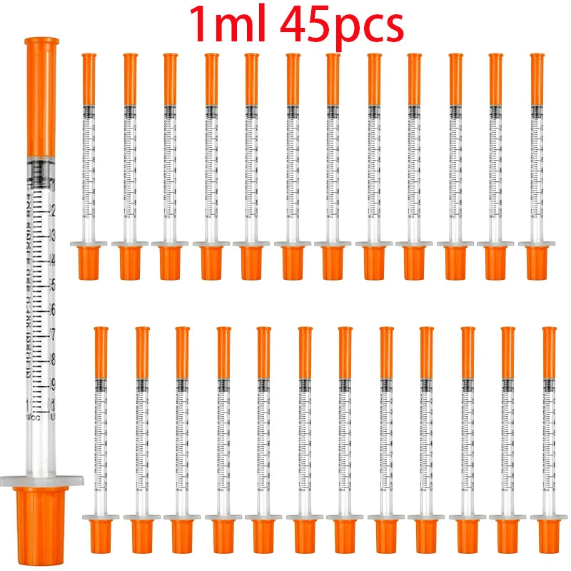 45pcs/20pcs/3pcs 0.5/1ml Disposable Veterinary Syringes with Needles for Pets and Farm Animals