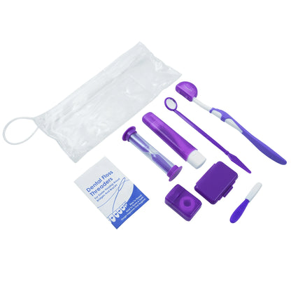 Travel Orthodontic Oral Care Kit Foldable Toothbrush Interdental Brush Dental Floss Ortho Wax Oral Cleaning Teeth Whitening Tool