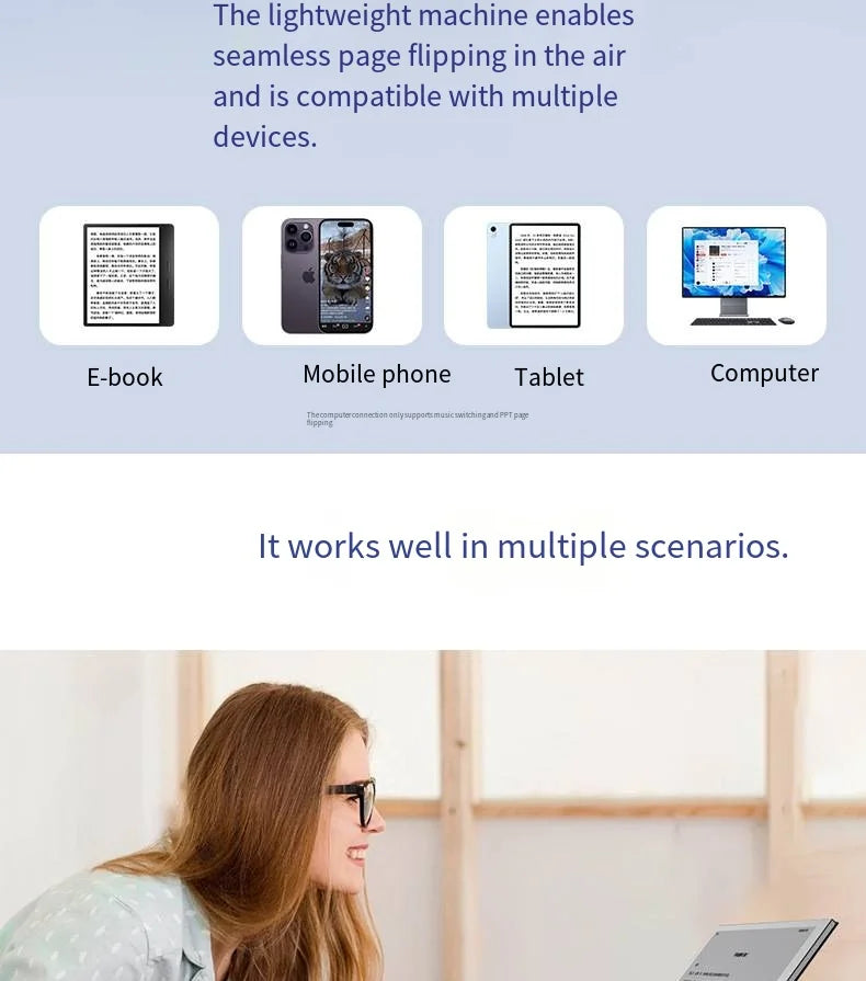 BT Page Turner, e-book reader, smartphone Bluetooth remote control, support for sliding short videos, Android/iOS mobile phones
