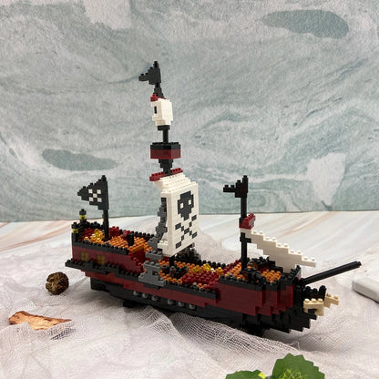 KNEW BUILT Ocean Pirate Ship Plastic 3D Model Building Blocks for Adults Boy Micro Mini Bricks Toys Kits Sailboat War Decoration