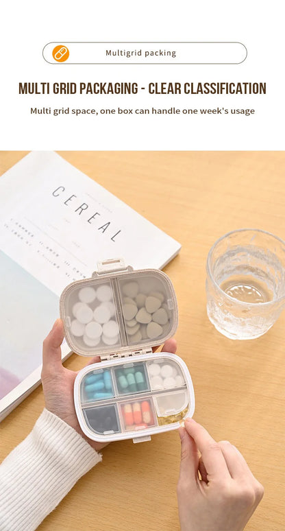 8 Grids Organizer Container For Tablets Travel Pill Box With Seal Ring Small Box For Tablets Wheat Straw Container For Medicines