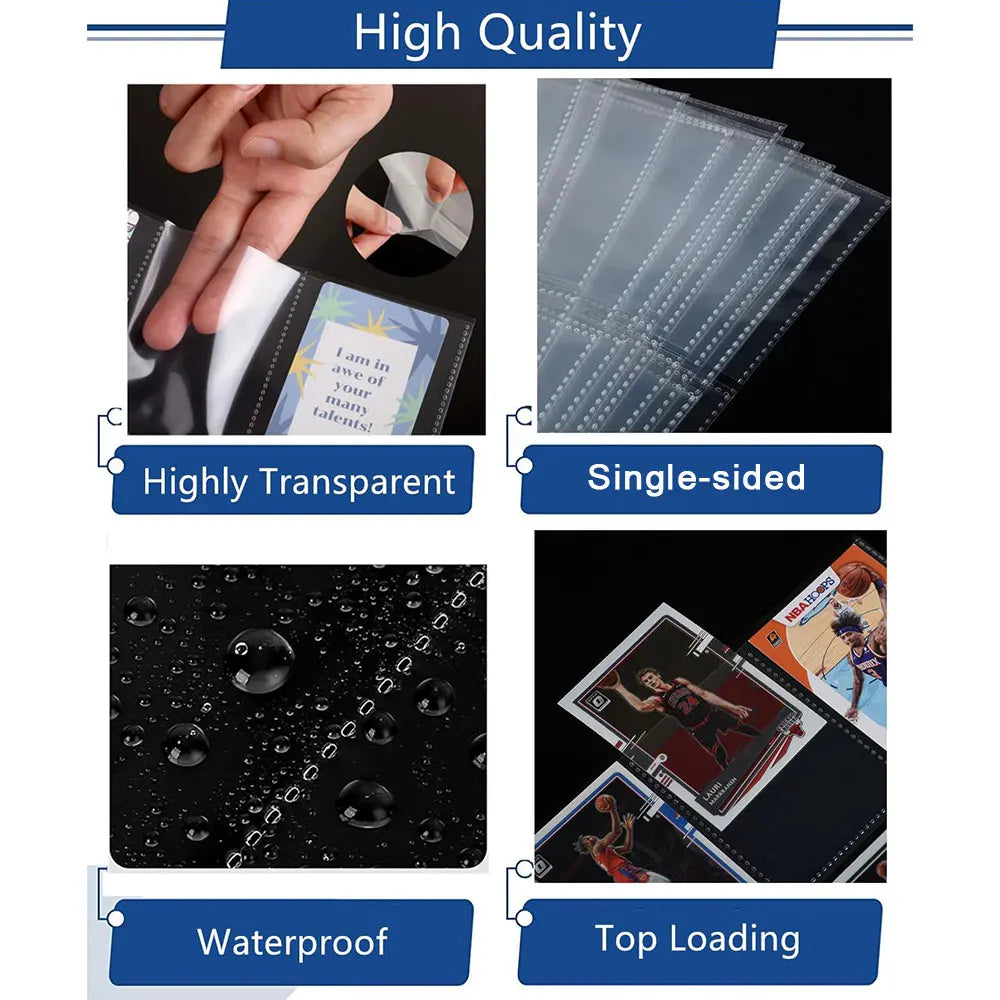 A4 Clear 10 Pcs Photo Album Refill Pages File Protector 4/11 Holes 6×4 8×10 4/11 Ring Binder Photocards Postcard Card Notebook