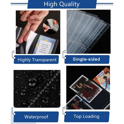 A4 Clear 10 Pcs Photo Album Refill Pages File Protector 4/11 Holes 6×4 8×10 4/11 Ring Binder Photocards Postcard Card Notebook