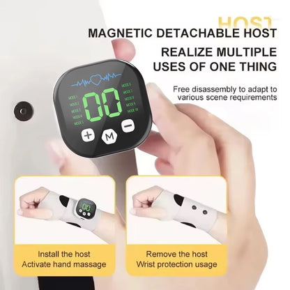 Electric Cordless Hand Wrist Massager 10 Mode Vibration Massage 29 Levels Massage Hands Rechargeable Wrist Brace Protector Wrap