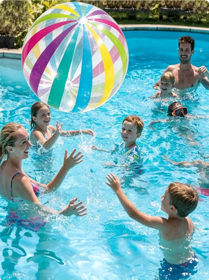 Colorful Striped Transparent Inflatable Beach Ball Thick PVC Pool Outdoor Party Water Play Inflatable Ball 1 Piece