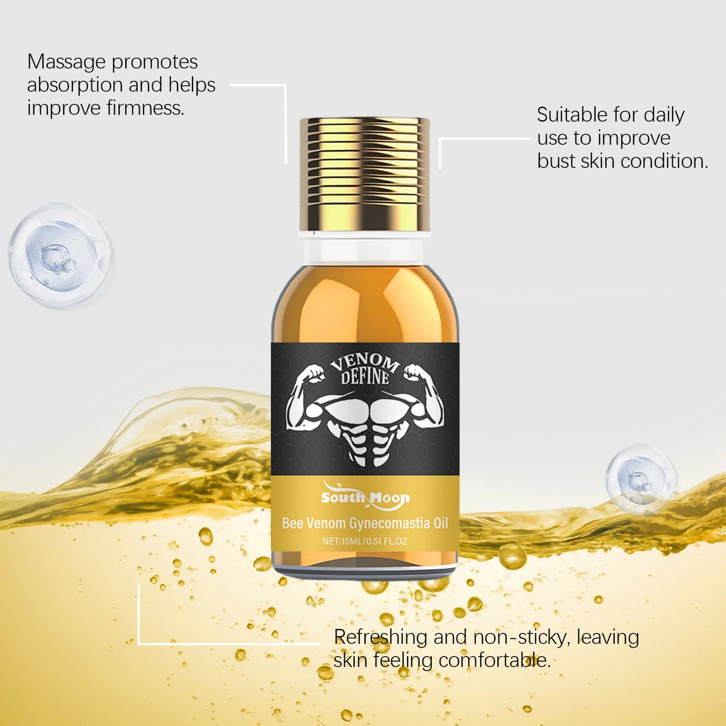 Bee Venom Gynecomastia Oil For Men Breast Shaping Breast Massage Serum Breast Tighten Oil Male Skin Body Moisturizing Care