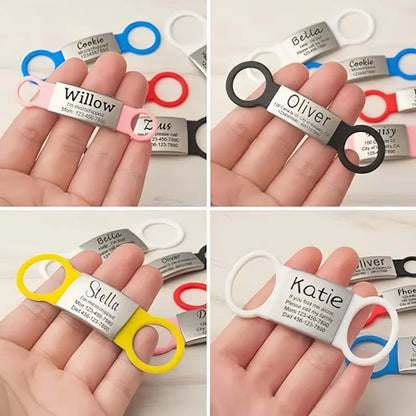 Custom Cat Dog ID Personalized Pet Collar Tag Engraving Charm Name Pendant Bne Necklace Puppy Key Ring Pet Accessories