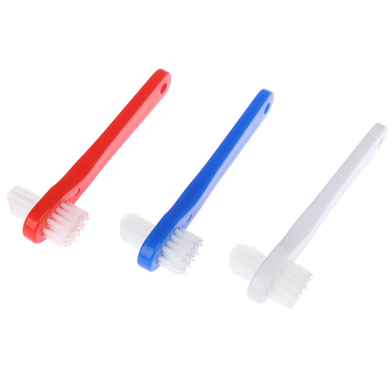 1 Pcs T-shape Denture Dedicated Plastic Brush Toothbrush Dual Head False Teeth Brushes Cleaner For Oral Health
