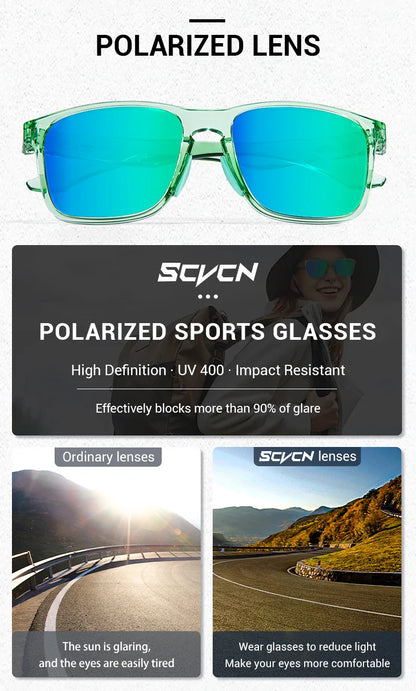 SCVCN New Polarized Sunglasses for Men MTB Cycling Glasses Outdoor Sports Bike UV400 Goggles Women Road Bicycle Cycling Glasses