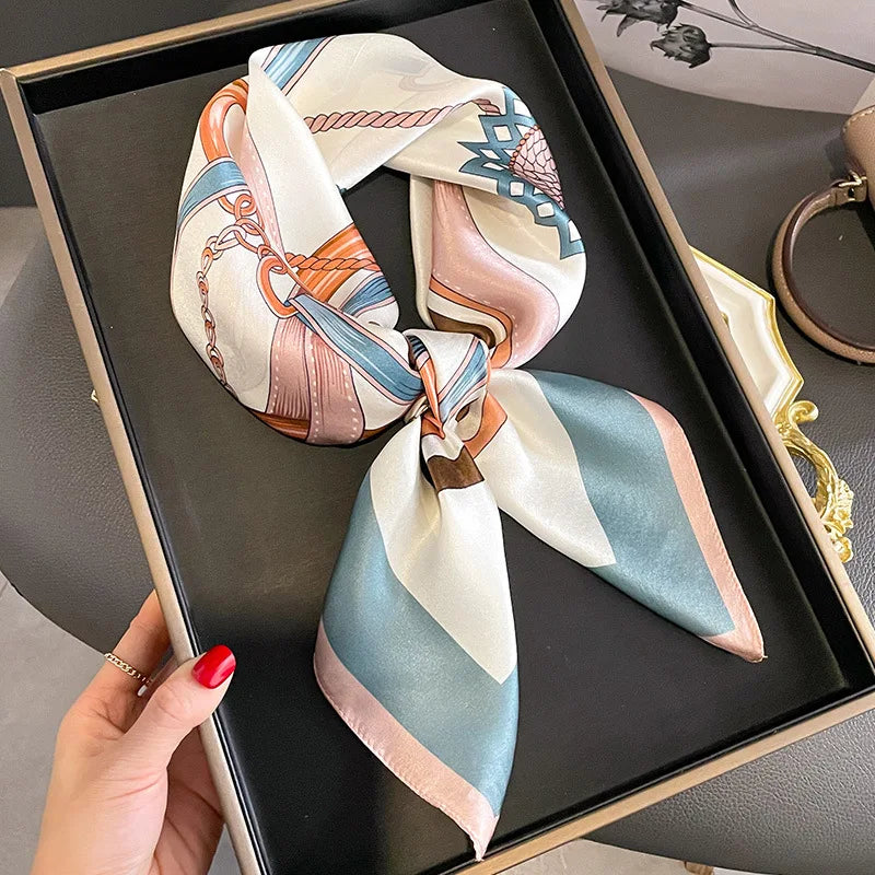68cm Women's Simulated Silk Square Scarf Fashionable and Versatile High-end Scarfs Bag Clothing Accessories Square Scarf