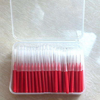 100/200 Pcs Box Interdental brush 0.6-1.5Mm Cleaning Between Teeth Oral Care Orthodontic I Shape Tooth Floss I-type push pull