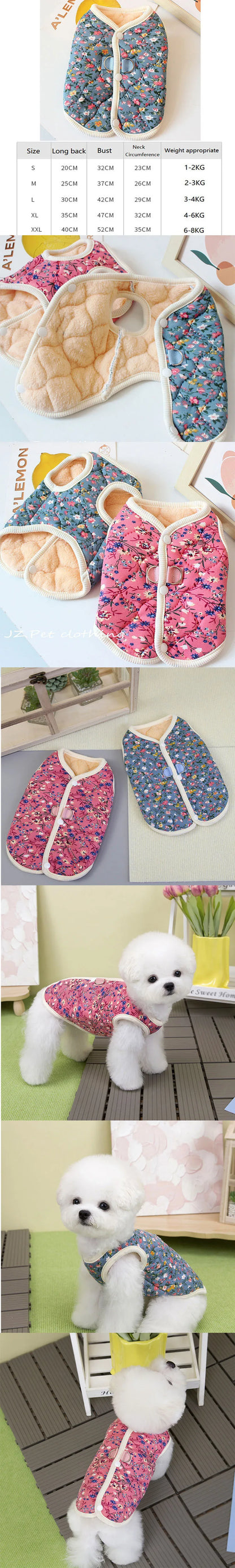 Puppy Floral Vest Pet Clothing Dog Fleece Coat for Dogs Jackets for Small Dogs Winter Jacket for Pet Luxury Clothes XGMY05