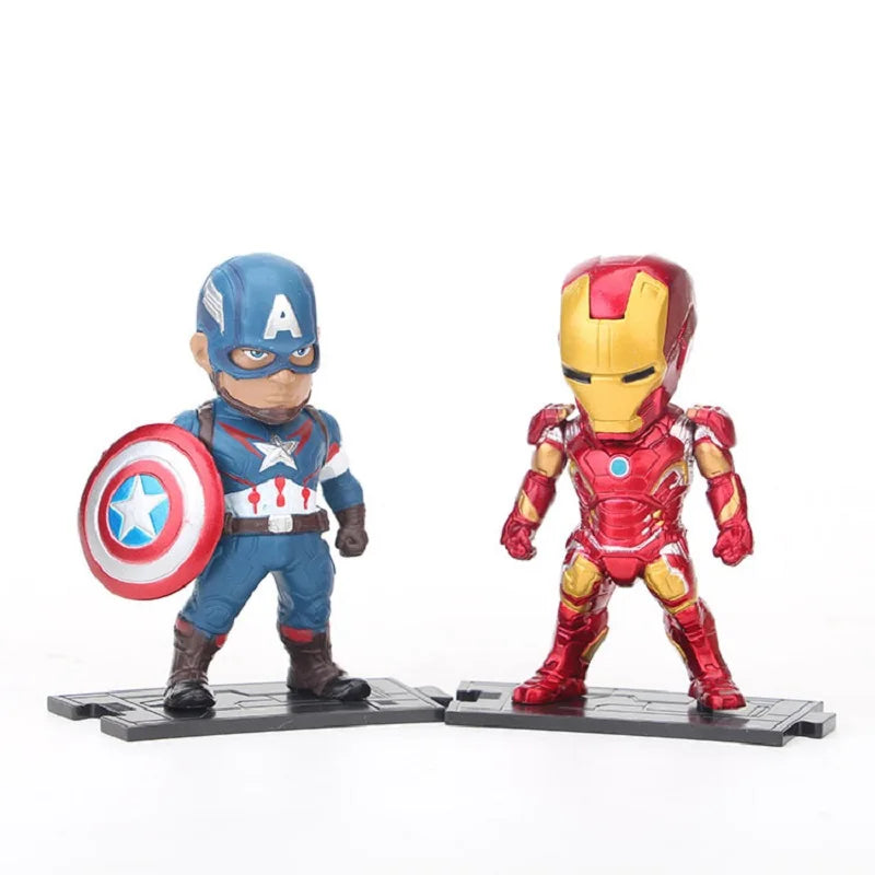 6pcs/set Ironman Spiderman Hulk Captain American Black Panther Thanos Action Figure Collection Model Toys Ornament
