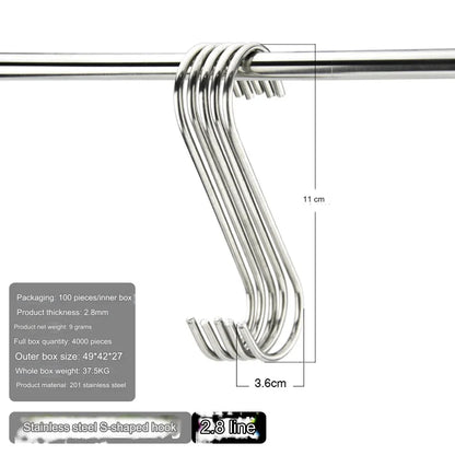 Stainless Steel S Hooks with Sharp Tip Utensil Meat Clothes Hanger Hanging Hooks for Butcher Shop Kitchen Baking Tools