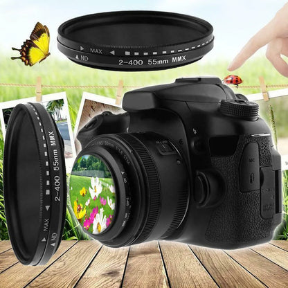 Digital SLR Camera Filter Dimmer Fader Variable ND Filter Adjust ND2 to ND400 Neutral Density for Camera Lens 37-82mm