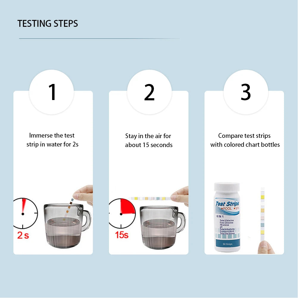 50/100pcs 3/5/6/7 in 1 Swimming Pool PH Test Strips SPA Swimming Pool Water Tester Paper Hardness Tool for Chlorine Bromine