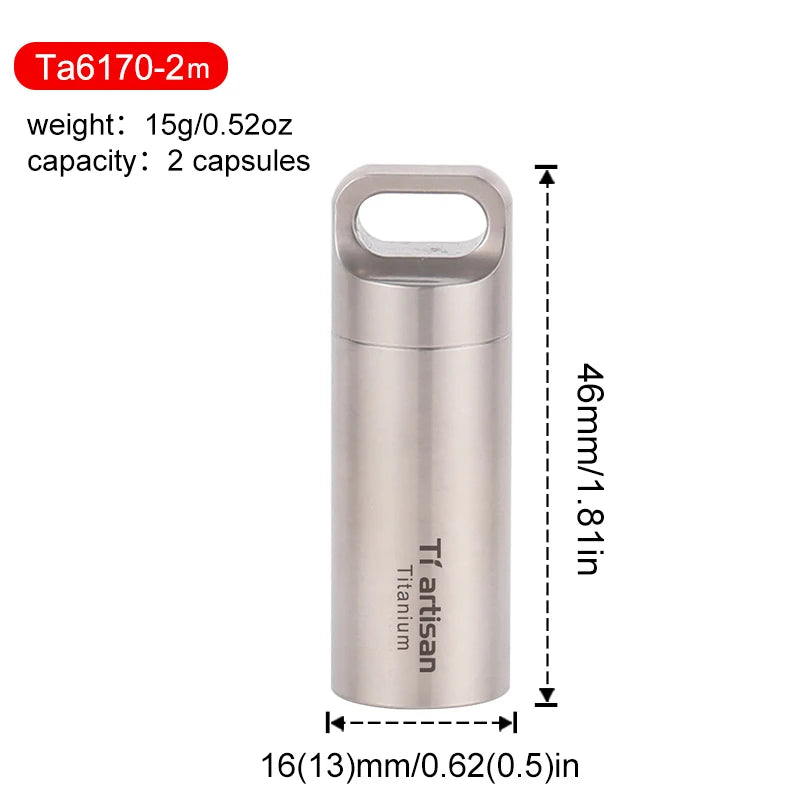 Tiartisan Titanium Mini EDC Tools Portable Sealed Medicine Bottle Home Outdoor Pill Box Waterproof Titanium Pill Container