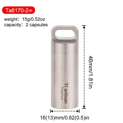 Tiartisan Titanium Mini EDC Tools Portable Sealed Medicine Bottle Home Outdoor Pill Box Waterproof Titanium Pill Container