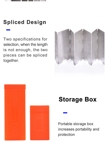 Widesea Portable Camping Wind Shield Aluminum Alloy Stainless Steel 9pcs Windproof Stove Screen with Storage Box for Outdoor Coo