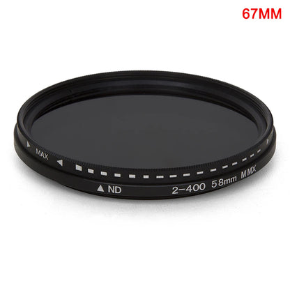 Digital SLR Camera Filter Dimmer Fader Variable ND Filter Adjust ND2 to ND400 Neutral Density for Camera Lens 37-82mm