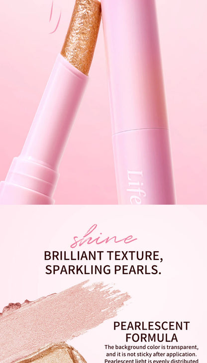 Water-Gloss Jelly Eyeshadow Stick Is a One-Swipe Makeup Highlight Eyeshadow Stick with Pearl Shimmer in Multiple Colors. Luminous Highlight Eyeshadow Stick Is a Two-Use Stick for Eyebrows. Waterproof Effect That Lasts Long an