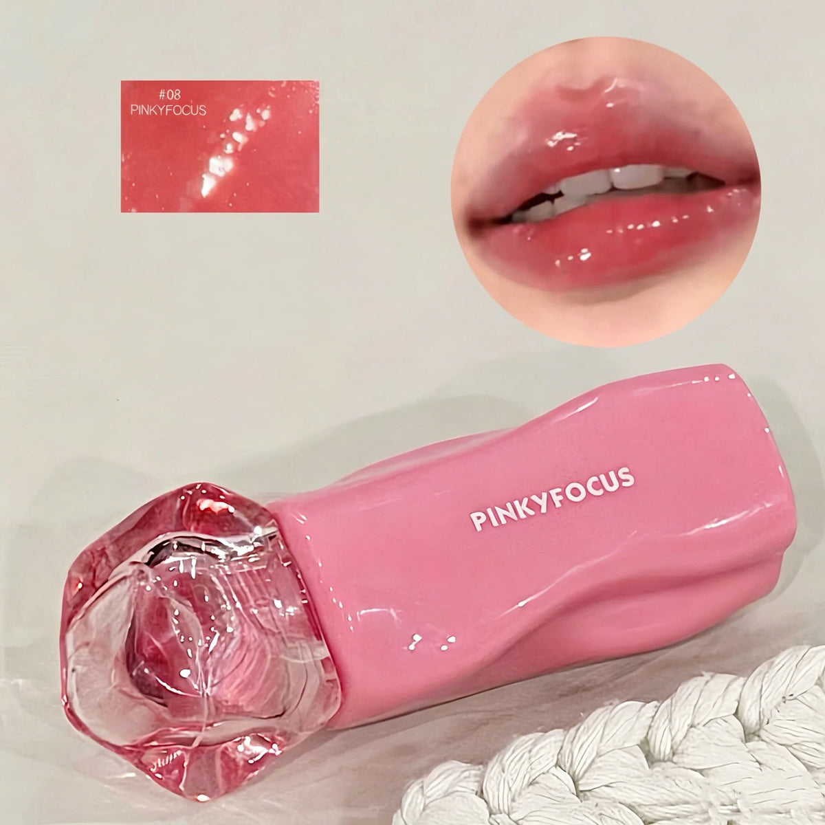 Pinkyfocus Glossy Mirror Lip Gloss Hydrating Juicy Nude Lip Tint Long Lasting Daily Natural Makeup for Spring Summer