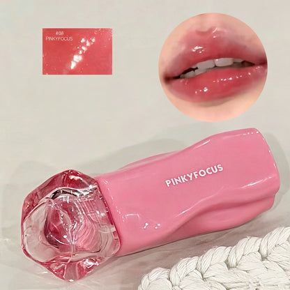 Pinkyfocus Glossy Mirror Lip Gloss Hydrating Juicy Nude Lip Tint Long Lasting Daily Natural Makeup for Spring Summer