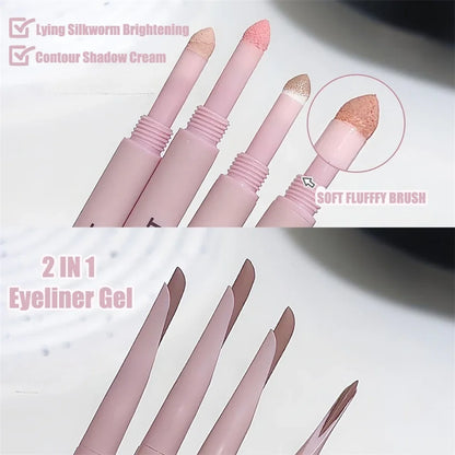 2 In 1 Glitter Matte Aegyosal Pen Brightening Highlight & Shadow Stick Dual End Eye Makeup Lying Silkworm Eyeliner Gel Pencil