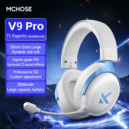MCHOSE V9 Pro2 Gaming Headset, Over-Ear Quad-Mode Wireless Bluetooth Headphones for PC with Microphone (Delta Style)