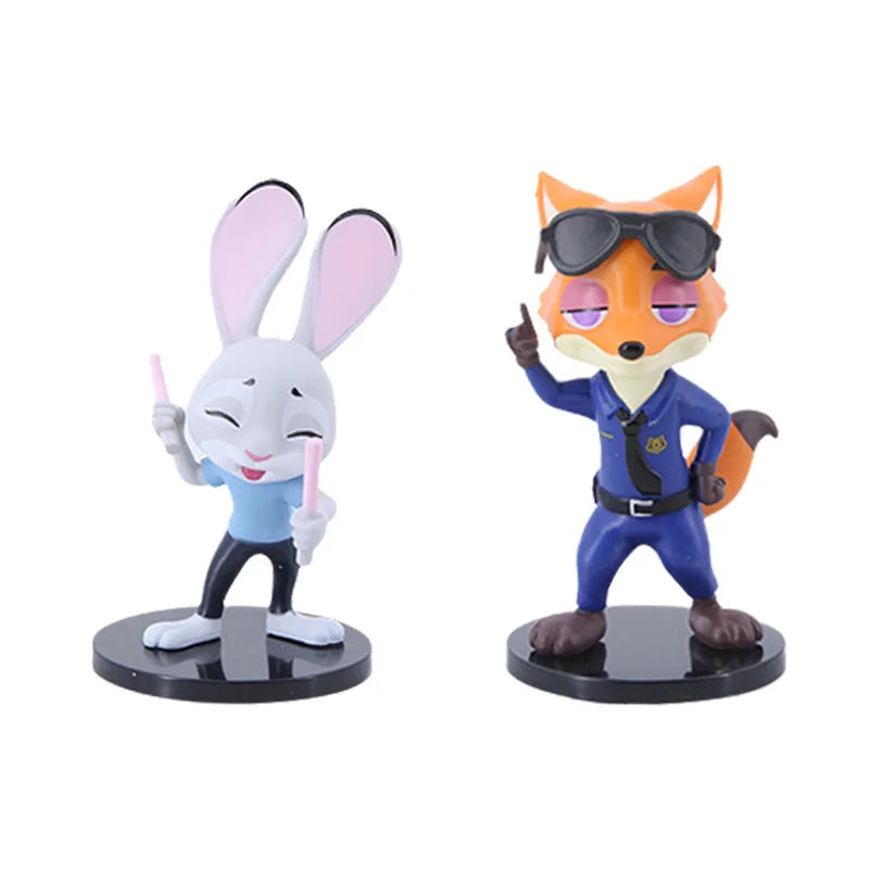 6pcs/set Zootopia Zootropolis Concert Judy Hopps Nick Wilde Cartoon Movie Action Figure Toys Collection Model Cute Doll Gift