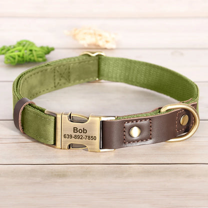 Customized Dog Collar Durable PU Leather Dog Collars Engraved Pet ID Necklace With Metal Buckle for Small Medium Large Dogs Pug