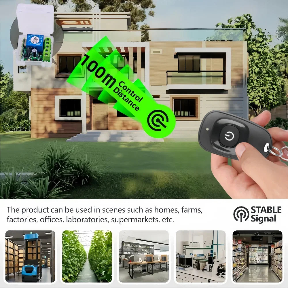 DC12V 433MHz RF Wireless Remote Control Switch 2 Channels Relay Receiver Diy Control for Garage Door Curtain Motor Light