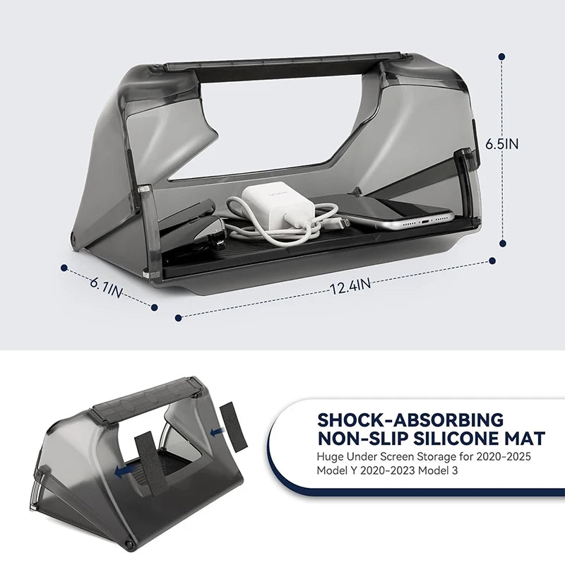 Center Console Screen Under Storage Box For Tesla Model 3/Y Juniper 2019-2026 Center Hidden Storage Organizer Tray Accessories